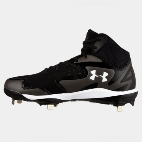 UNDER ARMOUR UA YARD MID ST METAL BASEBALL CLEATS BLACK NEW NO BOX - Picture 2 of 9